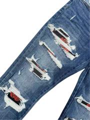1:1 quality version Black and Red Distressed Patchwork Jeans 28655821