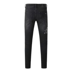1:1 quality version Rhinestone Letter Distressed Jeans 28576300
