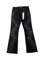 1:1 quality version Wavy Zigzag Fine Rhinestone Embellishment Jeans 28761316