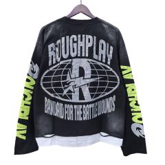 Cosmic Ray Skull Print Washed Version Long Sleeve T-Shirt 28758386