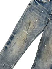 1:1 quality version Vintage Yellowed White Speckles Ripped Jeans 28761303