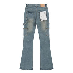 White Splatter-Print Flared Jeans 28678943