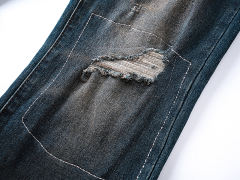Patched Distressed Slightly Flared Jeans 28678946