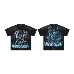 Sinister Flame Rhinestone Print Washed Version Tee 28748595