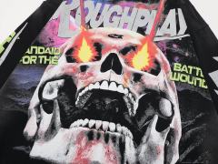 Cosmic Ray Skull Nebula Print Washed Version Long Sleeve T-Shirt 28758387