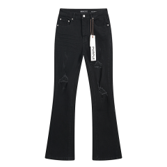 Pure Black Distressed Flared Jeans 28677338
