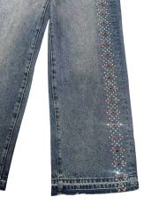 1:1 quality version Both sides Gemstone-Studded Straight-Leg Jeans 2 colors 28758457