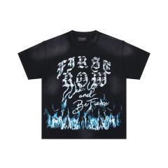 Sinister Flame Rhinestone Print Washed Version Tee 28748595