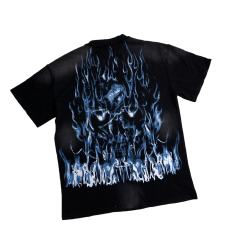 Sinister Flame Rhinestone Print Washed Version Tee 28748595