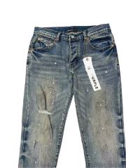 1:1 quality version Vintage Yellowed White Speckles Ripped Jeans 28761303