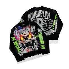 Cosmic Ray Skull Nebula Print Washed Version Long Sleeve T-Shirt 28758387