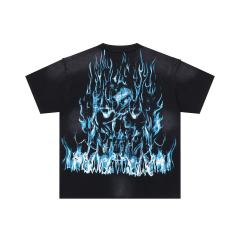 Sinister Flame Rhinestone Print Washed Version Tee 28748595