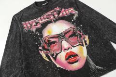 Portrait Print Washed Version Long Sleeve T-Shirt 2 colors 28713164
