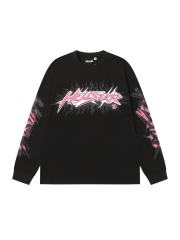 Pink Logo Black Flame Print Long Sleeve T-Shirt 2 colors 28704411