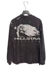 Portrait Logo Ink-Splash Print Washed Version Long Sleeve T-Shirt 28713174