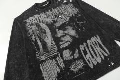 Portrait Logo Ink-Splash Print Washed Version Long Sleeve T-Shirt 28713174