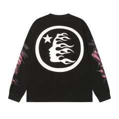 Pink Logo Black Flame Print Long Sleeve T-Shirt 2 colors 28704411