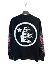 Pink Logo Black Flame Print Long Sleeve T-Shirt 2 colors 28704411