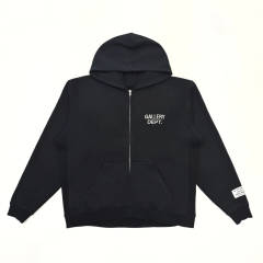 1:1 Quality GD White Letter Print Zipper Hoodie