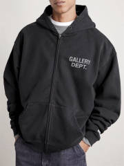 1:1 Quality GD White Letter Print Zipper Hoodie
