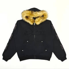 1:1 Top Quality Laser-Embroidered Fur Collar Jacket