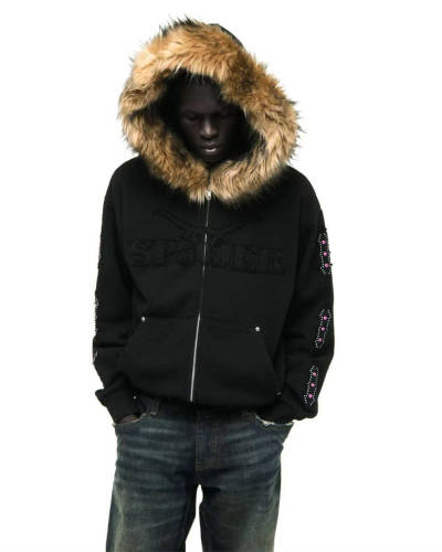 1:1 Top Quality Laser-Embroidered Fur Collar Jacket