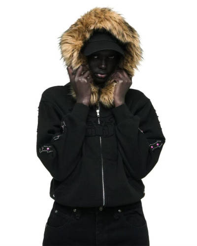 1:1 Top Quality Laser-Embroidered Fur Collar Jacket