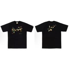 Bape Sta Yellow Camo Font T-Shirt Black White