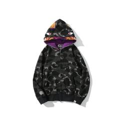 Bape Shark & Tiger Double Hood Gray Purple Camo Hoodie