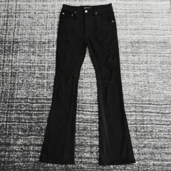 1:1 Quality Purple Brand Mens Distressed Black Flare Black Bootcut Jeans