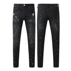 1:1 PURPLE BRΑND Splatter Slash Cut Skinny Fits Denim Jeans