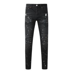 1:1 PURPLE BRΑND Splatter Slash Cut Skinny Fits Denim Jeans