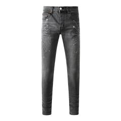 1:1 PURPLE BRΑND Rhinestone Gray Skinny Fits Jeans
