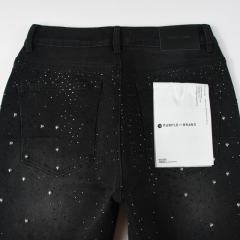1:1 Quality PURPLE BRΑND Rhinestone Black Shorts