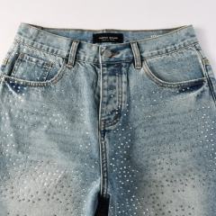 1:1 Quality PURPLE BRΑND Rhinestone Denim Shorts
