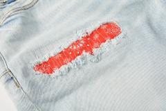 1:1 Quality PURPLE BRΑND Red Bandana Denim Shorts