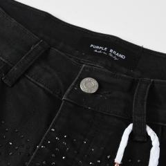 1:1 Quality PURPLE BRΑND Rhinestone Black Shorts