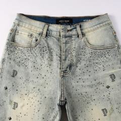 1:1 Quality PURPLE BRΑND Rhinestone Denim Shorts