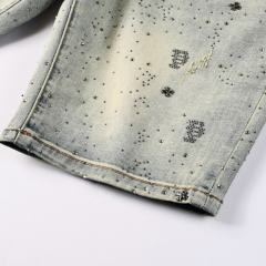 1:1 Quality PURPLE BRΑND Rhinestone Denim Shorts