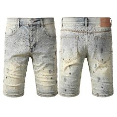 1:1 Quality PURPLE BRΑND Rhinestone Denim Shorts