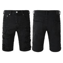 1:1 Quality PURPLE BRΑND Fringe Black Shorts