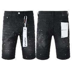 1:1 Quality PURPLE BRΑND Rhinestone Black Shorts