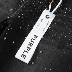 1:1 Quality PURPLE BRΑND Rhinestone Black Shorts