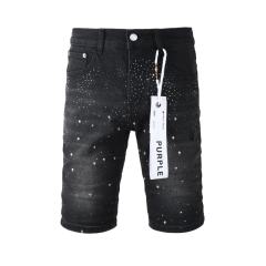 1:1 Quality PURPLE BRΑND Rhinestone Black Shorts