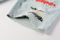 1:1 Quality PURPLE BRΑND Red Bandana Denim Shorts