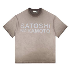 SATOSHI NAKAMOTO Wash Basic Tee 4 Colors