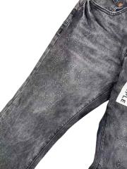 1:1 quality version Ash Gray Cross Pattern Embroidered Slightly Flared Jeans 28972587