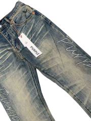 1:1 quality version Yellow Mud Wash Rhinestone Script Slightly Flared Jeans 28972586