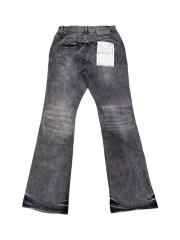 1:1 quality version Ash Gray Cross Pattern Embroidered Slightly Flared Jeans 28972587
