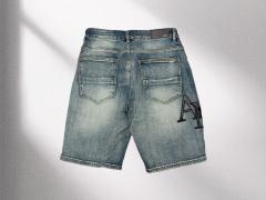 1:1 quality version Hollywood 3D Letter Embroidered Denim Shorts